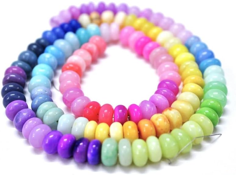 Natural Mulit Opal Rondelle Smooth Beads 7 mm to 9 mm 24 inch Long String Jewelry Making Gemstone Beads for Necklace Bracelet