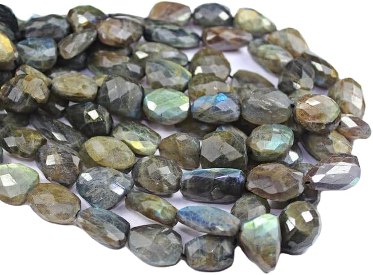 13 inch Strand of Natural gem Labradorite, 13-18mm Tumble Nugget Faceted Beads for DIY Jewelry Making. | Beads_05061