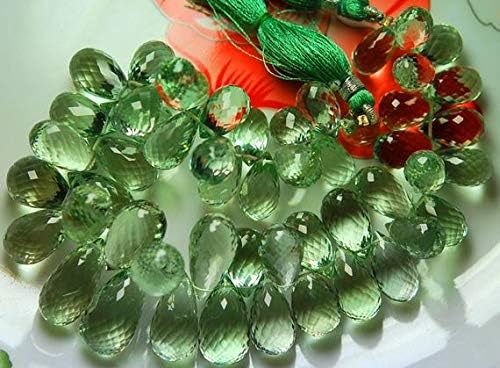 Natural Green Amethyst Faceted Large Tear Drops Briolettes, Size 20-13mm Code-HIGH-52262