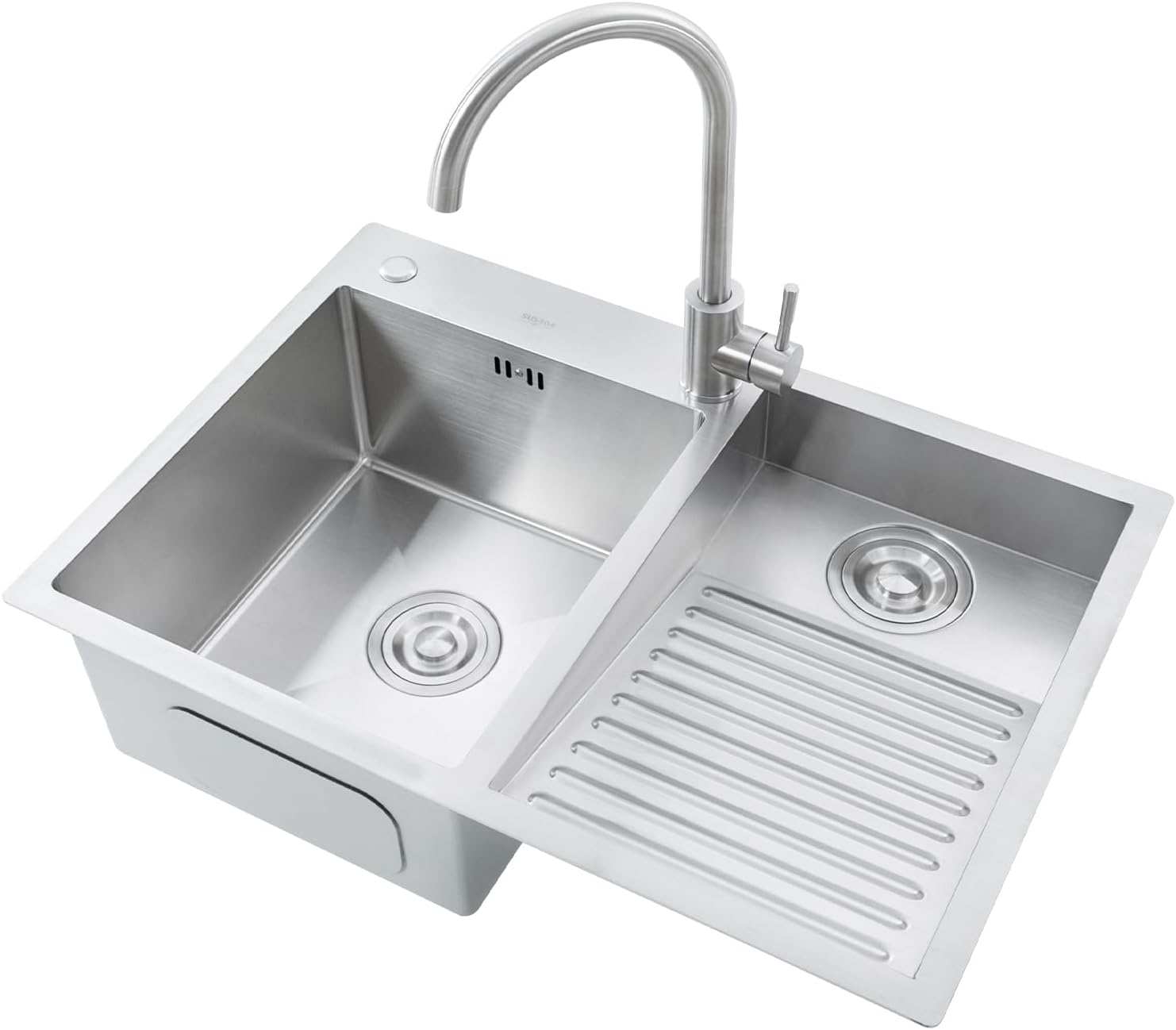Laundry Utility Sink with Washboard Stainless Steel Kitchen Sink, Embedded Laundry Sink with Washboard and Faucet for Bathroom and the Kitchen 27.56 x 18.9 x 8.66 Inch