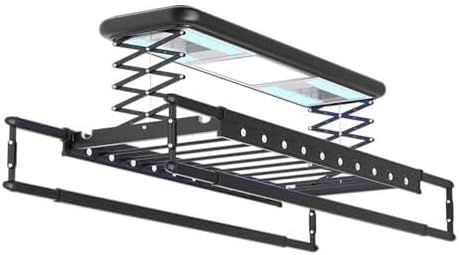 Ceiling Electric Clothes Dryer with Remote Control & LED Light, 35kg Load, Adjustable Height, Indoor Towel & Laundry Rack, 20 Hanging Holes, Quiet Operation(Black)