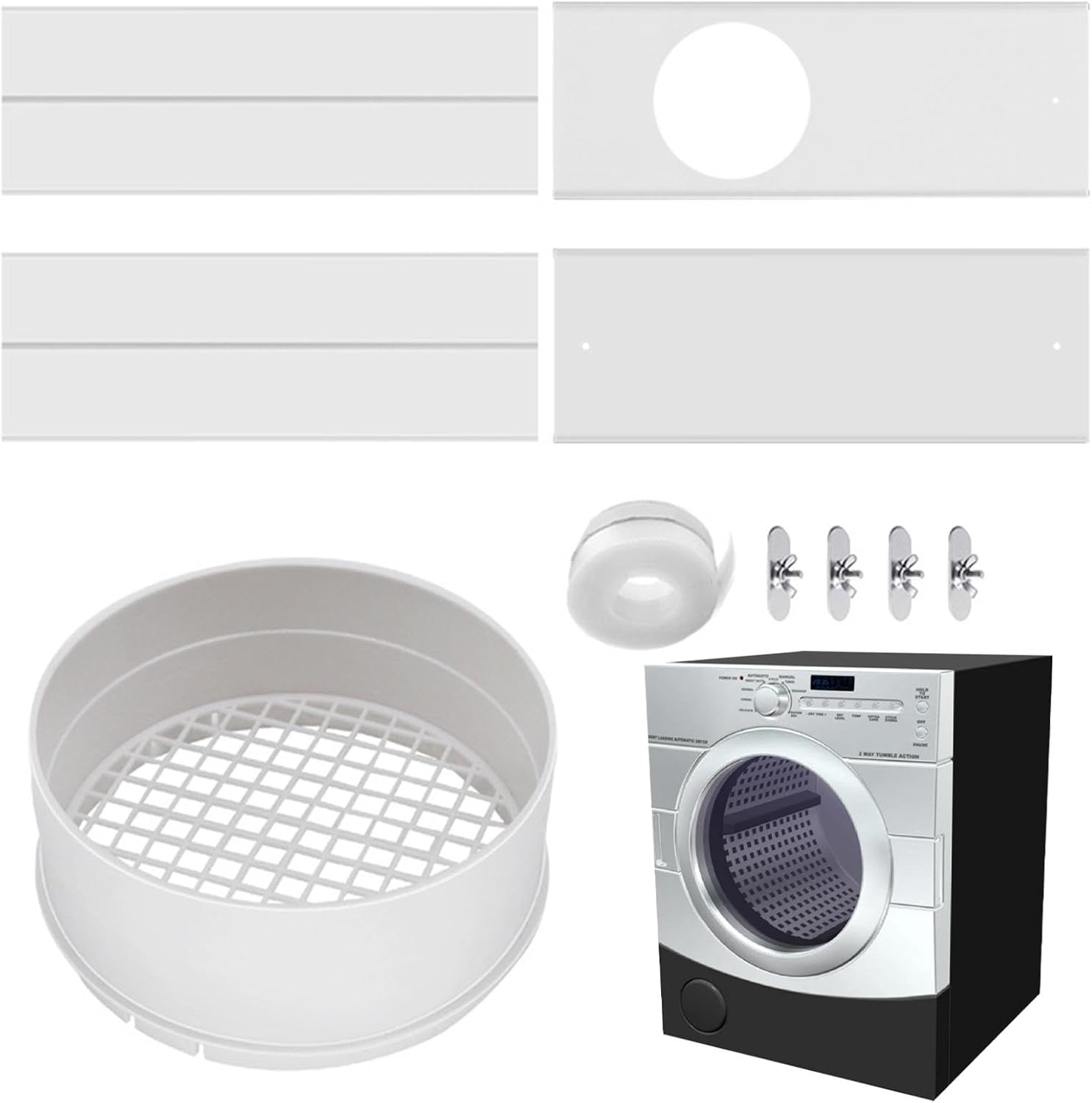 Window Vent Kit for Dryer | Exhaust Pipes Hose,Dryer Vent Parts, Clothes Dryer Connector for Sliding Window, Dryer Accessories