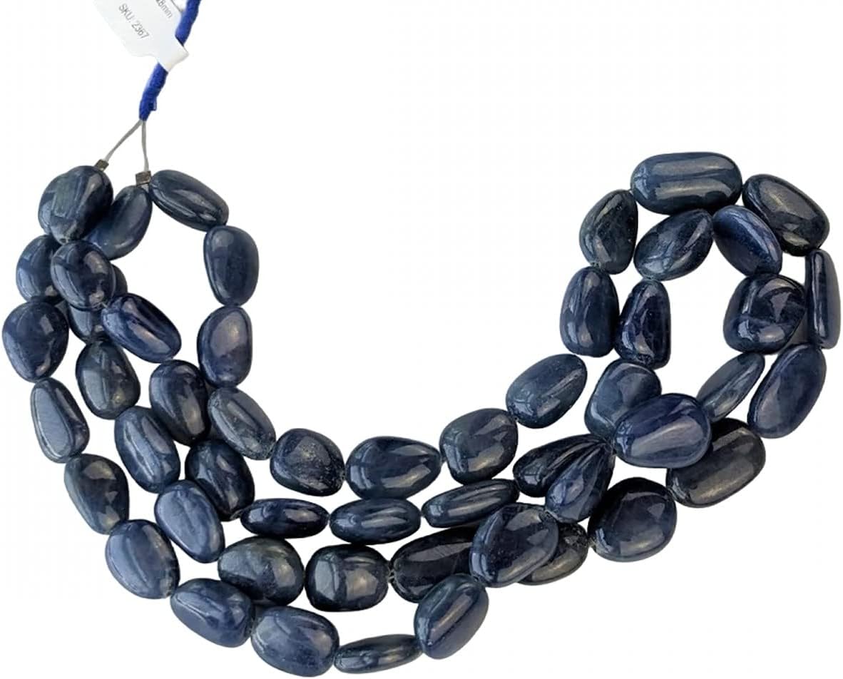 1 Strand Navy Blue Sapphire 12x8mm Smooth Nuggets 14
