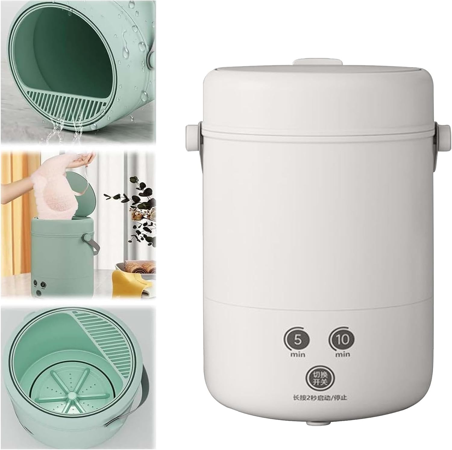 Generic Portable Automatic Washing Machine, Socks and Underwear Washing Machine, Small Washing Machine, Portable Washing Machine, 3.8L Compact Washing Machine for Underwear and Small Clothes, White