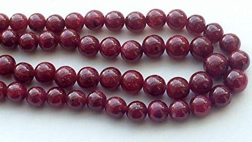 Ruby Beads, Ruby Jewelry, Ruby Necklace, Ruby Smooth Plain Round Balls, 7-11mm, 16 Inch Full Strand, 48 Pieces
