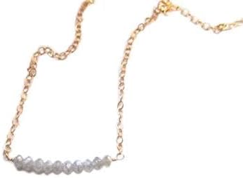 AAA++ Rare Quality Diamond necklace rough diamond April birthstone white polished rondelles gold Silver Plated2.5 mm Code- WAR5129