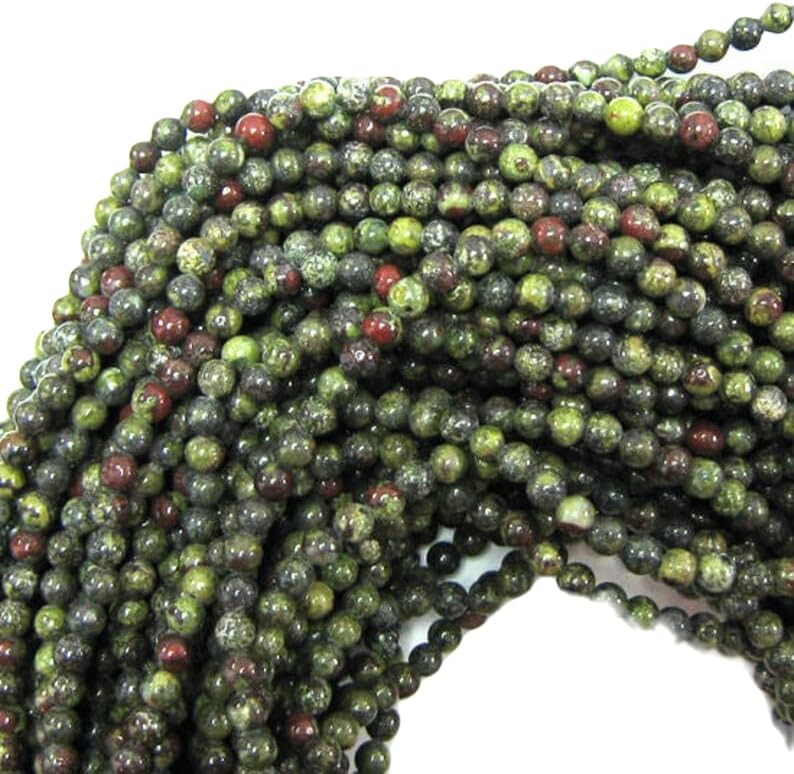 13 inch Strand of Natural gem Dragon Blood Jasper, 4 mm Round Smooth Beads for DIY Jewelry Making. | Beads_03336
