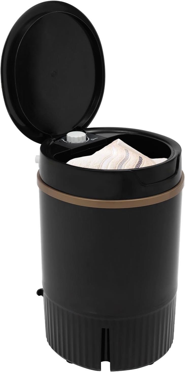 4.5L Portable Washing Machine,260W Mini Semi-automatic Laundry Washer with Dehydration Mode, Single Tub Washing Machine with Timer Control and Drain Hose for Underwear Socks (Black)