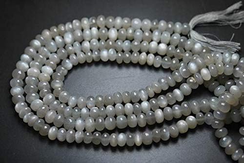 8 Inch Strand, Grey Moonstone Smooth Rondelles,7-8mm Size Code-HIGH-57409