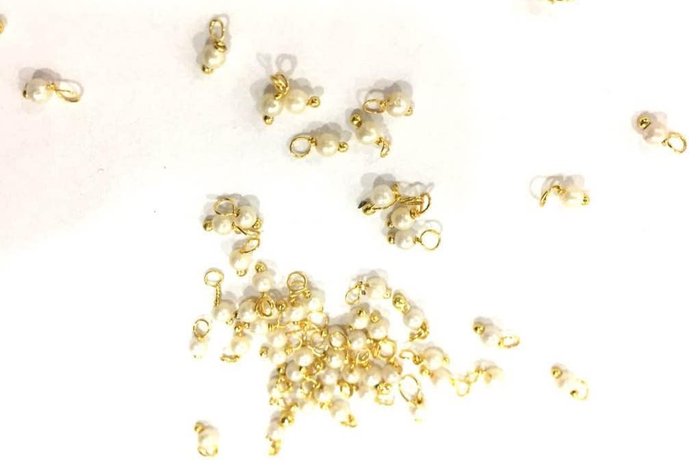 The Design Cart' White Golden Loreal Beads- 3 mm for Making Bracelet,Necklace,Jewellery,Embroidery Work, Art & Craft, Package of 10 Bunch Size 3 mmMTC-Bead-9-3-106