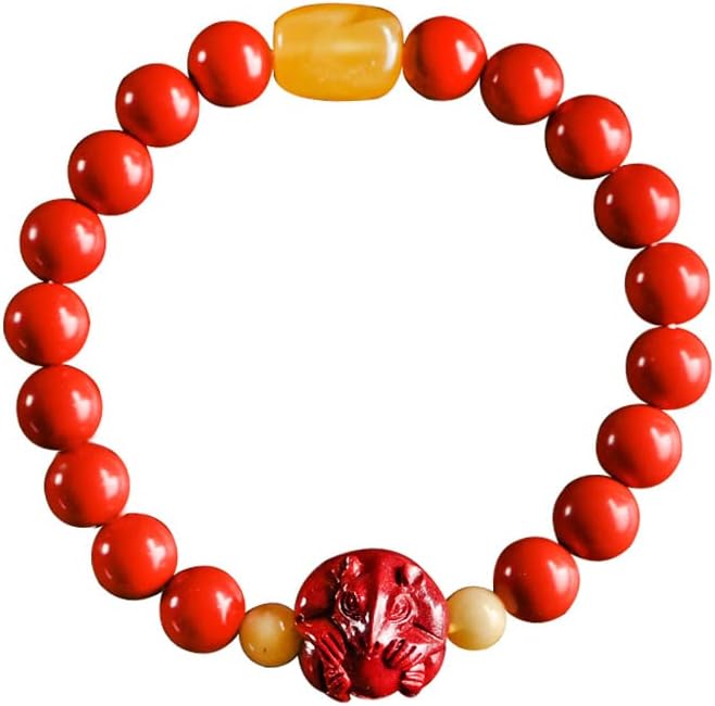 Mascot Exorcism Ward Off Evil Spirits Bring Lucky 原矿朱砂十二生肖手链男女民族风属鼠年红色帝王紫金砂蜜蜡手串(原矿朱砂 · 猴)