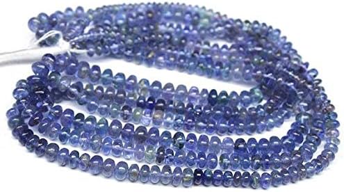 Natural Blue Tanzanite Smooth Loose Rondelle Gemstone Craft Spacer Beads Strand 16 Inch Long 6mm 6.5mm Code-HIGH-275
