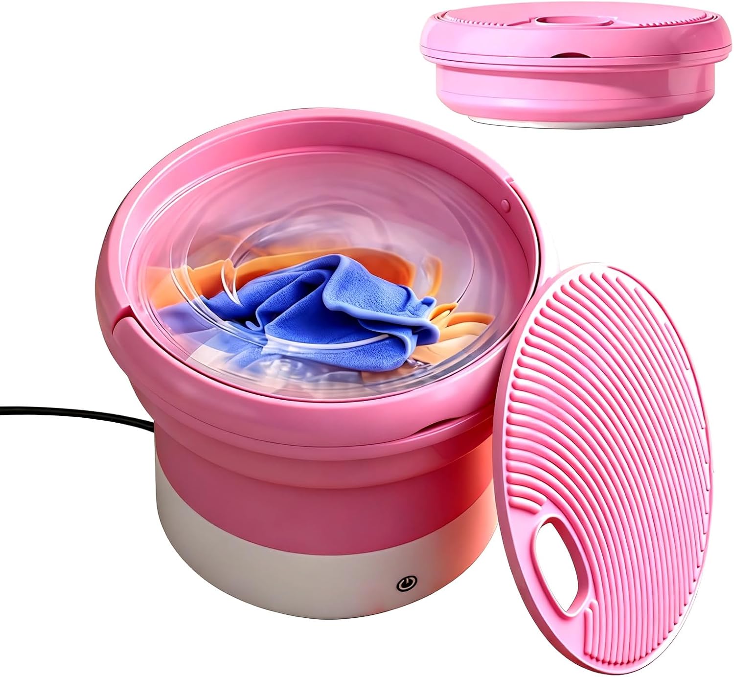 8.5L Foldable Portable mini Washing Machine Compact Washer with Spin Dryer Portable Washer for Underwear Socks Ideal for Travel rv Dorm Washing Machine(Pink)