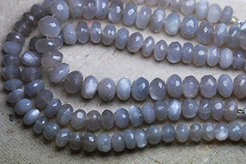 8 Inch Strand, Grey Moonstone Faceted Rondelles, 7-8mm Size Code-HIGH-57768