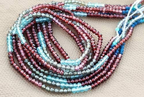 GEMZ 8 inch Strand of Natural Multi Gemstone rondelle Shape Faceted Cut Multi Color Color Beads for DIY Jewelry Making- Earring Necklace Bracelet.