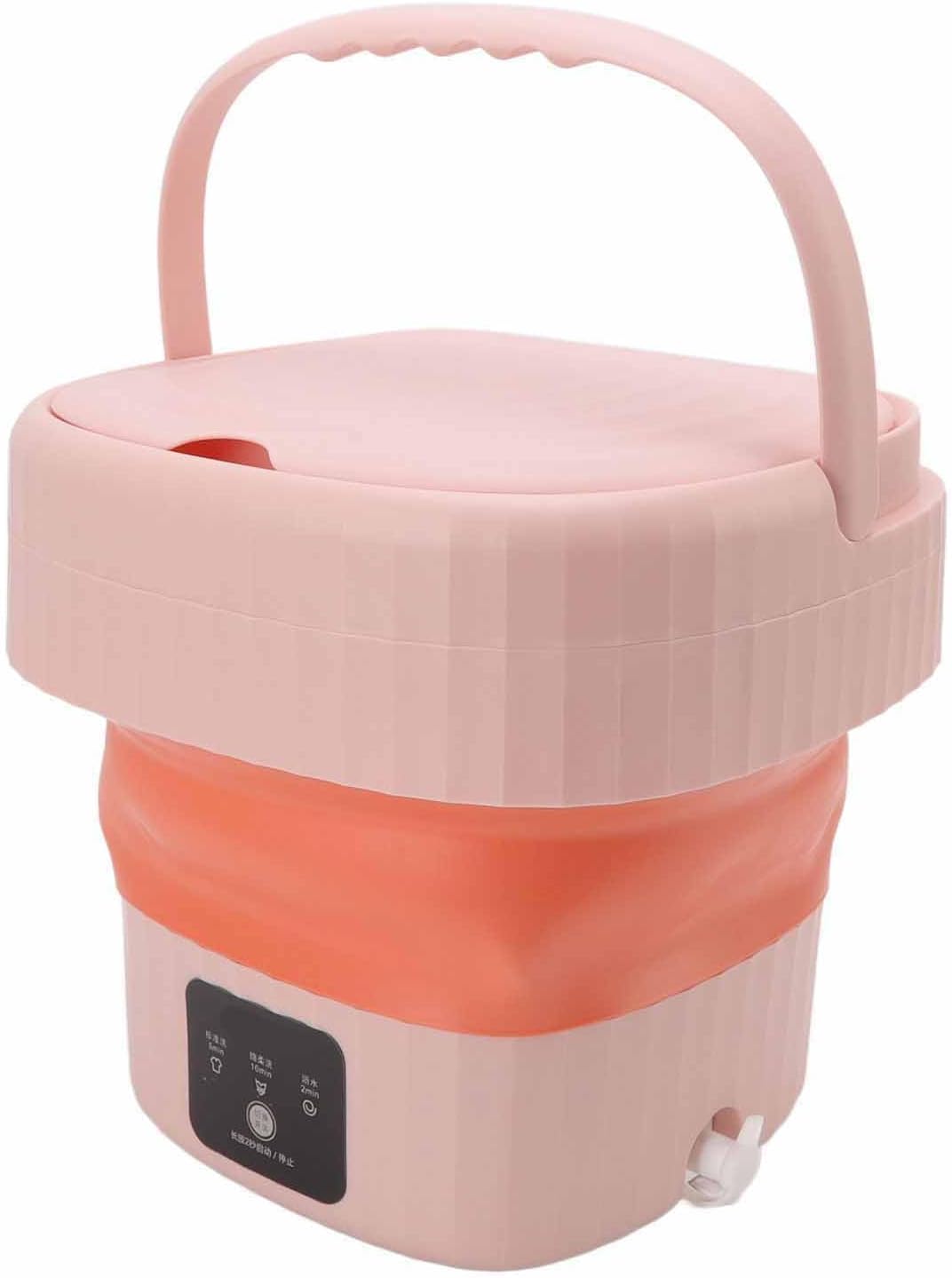 Portable Washing Machine,USB Powered Mini Turbo Washing Machine, Mini Compact Twin Tub Washing Machine Laundry Washer,Low Noise Foldable for Apartment Dorms RV Camping(US plug-pinks)