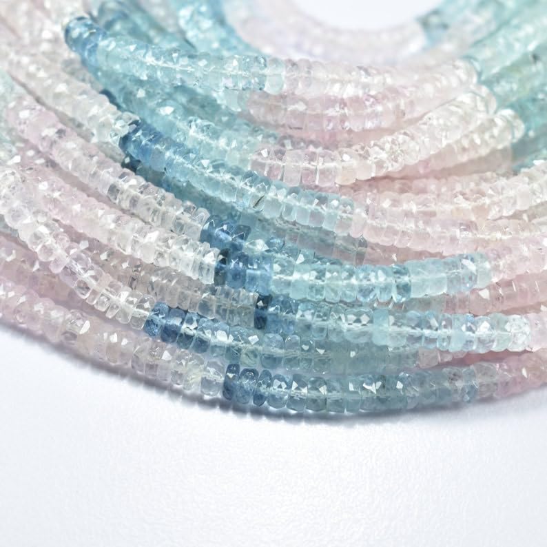 Natural Aquamarine tyre faceted Beads 4.5-5mm 18 inch long string jewelry making gemstone beads for necklace bracelet