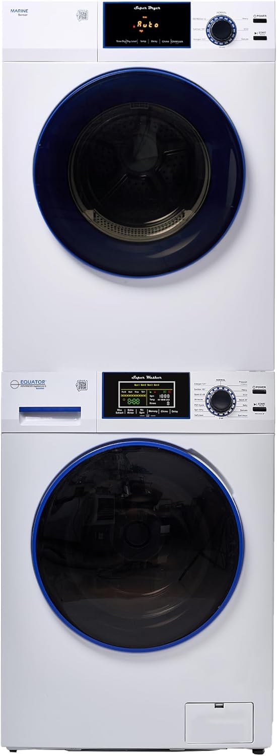 Equator MARINE ANTI CORROSION Stackable Compact Washer 1.6cf+Sensor Dryer 3.1cf 110V