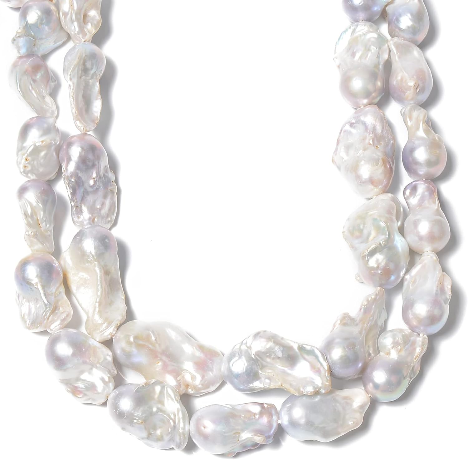 JM Design White Fresh Water Pearl Baroque Flame Ball Beads 14-20mm x23-35mm 15.5'' Strand for Jewelry Making