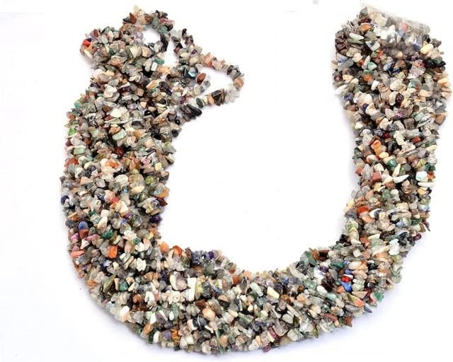 Natural Multi Gemstones Mix Uncut Chips 4mm Beads Necklace | 34inch Strand | Jewelry Making Supplies | Mixed Semi Precious Gemstones Nuggets CHIK-STNRD-21868