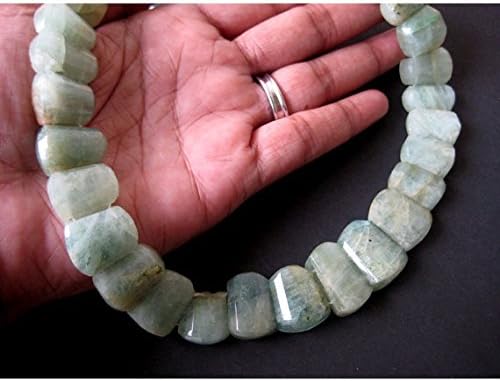 Aquamarine Briolettes - 20mm to 14mm Tapered Rectangular Briolettes - 15 inch Strand