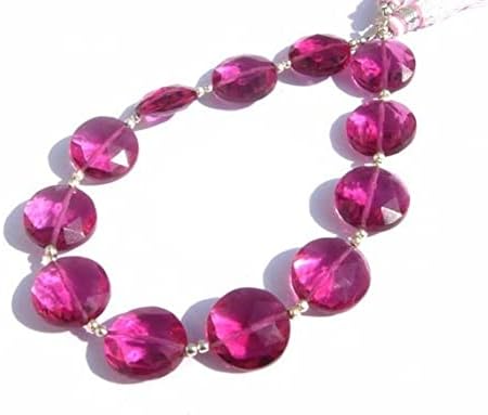 7 Inches Strand. - Extremely Beautful AAA Rubelite Quartz Straight Drilled Faceted Coin Beads Size 14x14mm