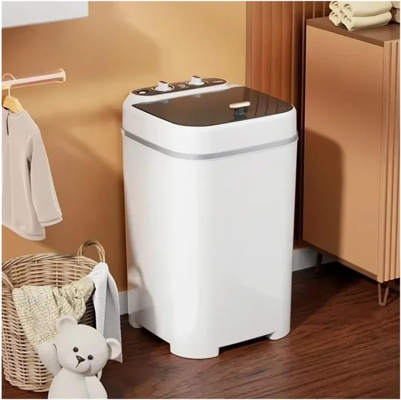 Compact Laundry. Household Washing Machine Large Capacity Mini And Small Semi-automatic Rental Option Portable Easy To Operate .Portable(White)
