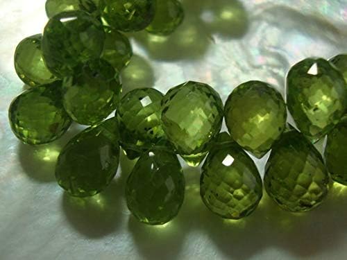 10 pcs, 7-8x5mm, Apple Green Genuine Perit Micro Faceted Teardrop Briolettes Code-HIGH-62372
