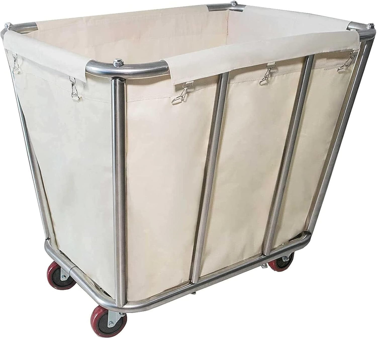 Basket Bulk Truck Commercial,Large Stainless Steel Laundry Trolley Cart with Wheels - Heavy Duty Rolling Laundry Cart for Industrial/Home，350L/9.9 Bushel,35.4