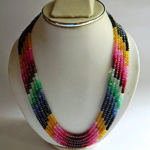 emerald necklace sapphire necklace ruby necklace 5 strands 4mm to 4.5mm beads 16 inches