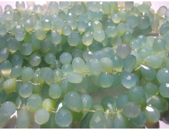 8 inch Strand of Natural Chalcedony 17x11-8x5mm Drop Faceted briolette Beads for DIY Jewelry Making. |BRIO_01643