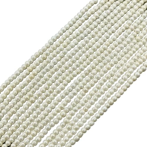 White Pearl Round 3 mm Beads 5 Strands 11 Inches Beads Making for Jewelry CHIK-STRD-86028