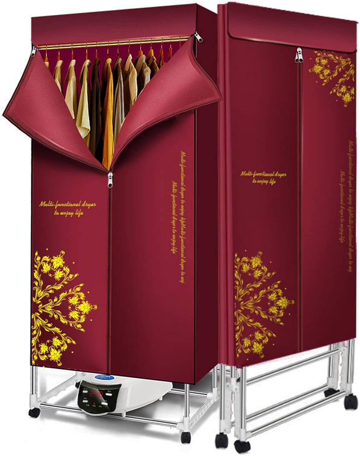 1500W Electric Clothes Drying Rack,Energy-Efficient Electric Clothes Dryer Machine,2 Layers of Space Heated Clothes Drying Pod Cabinet with Adjustable Timer,Low Noise and Negative Ion Purification