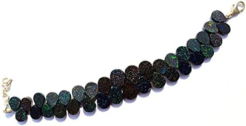 8 inch Strand of Natural Australian Black Matrix Opal 10x8-13x10mm pear Smooth briolette Beads for DIY Jewelry Making. |BRIO_00777