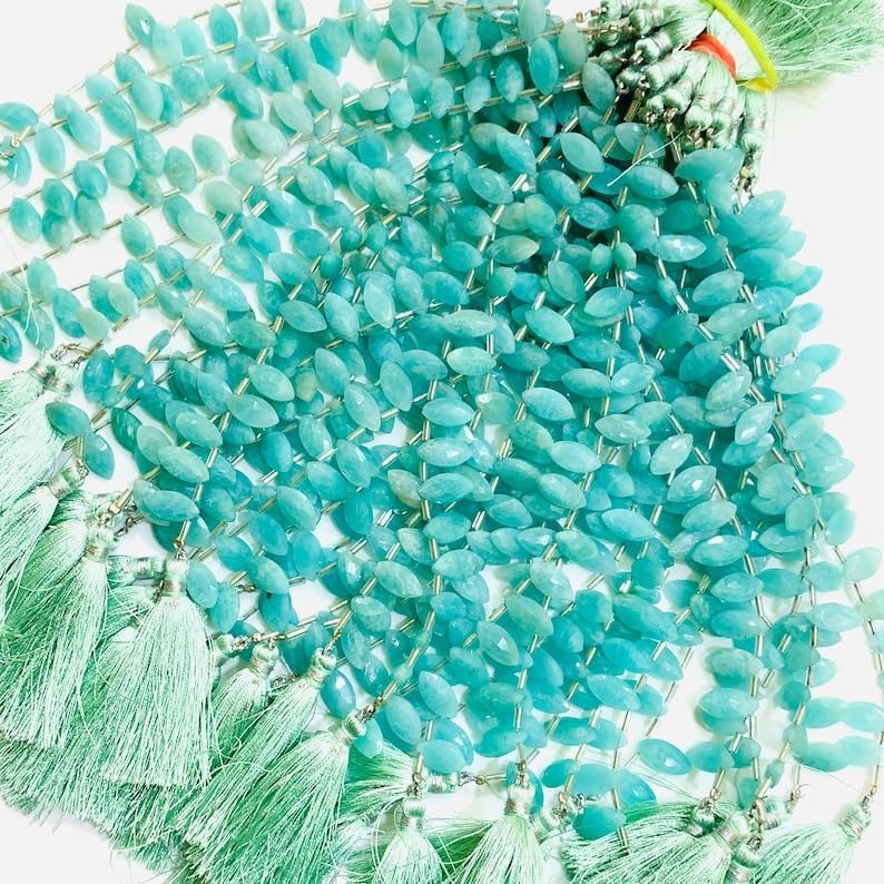 Natural Amanzonite Boat Faceted Beads 12X6 14X7 mm 7 inch Long String Jewelry Making Gemstone Beads for Necklace Bracelet