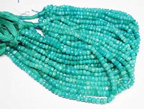 Natural Green Amazonite Faceted Loose Rondelle Gemstone Craft Beads Strand 14 Inch Long 5mm Code-HIGH-05