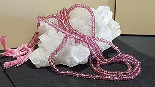 Mystic Pink Quartz Micro Faceted Rondelle Beads 3.5-4mm, 14 in.