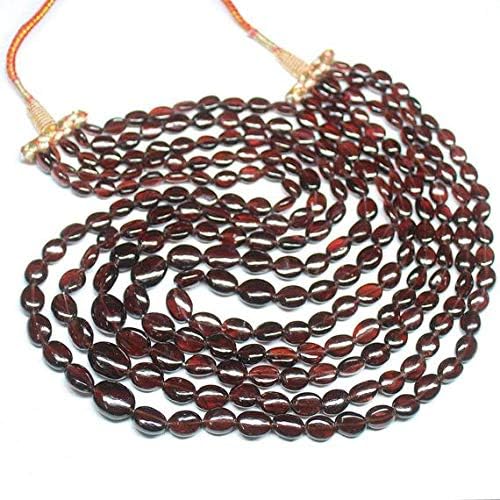 LOVEKUSH LKBEADS Natural Red Garnet Smooth Oval Gemstone Loose Spacer Craft Beads Strand Necklace 20 Inch Long 7mm 14mm Code-HIGH-351