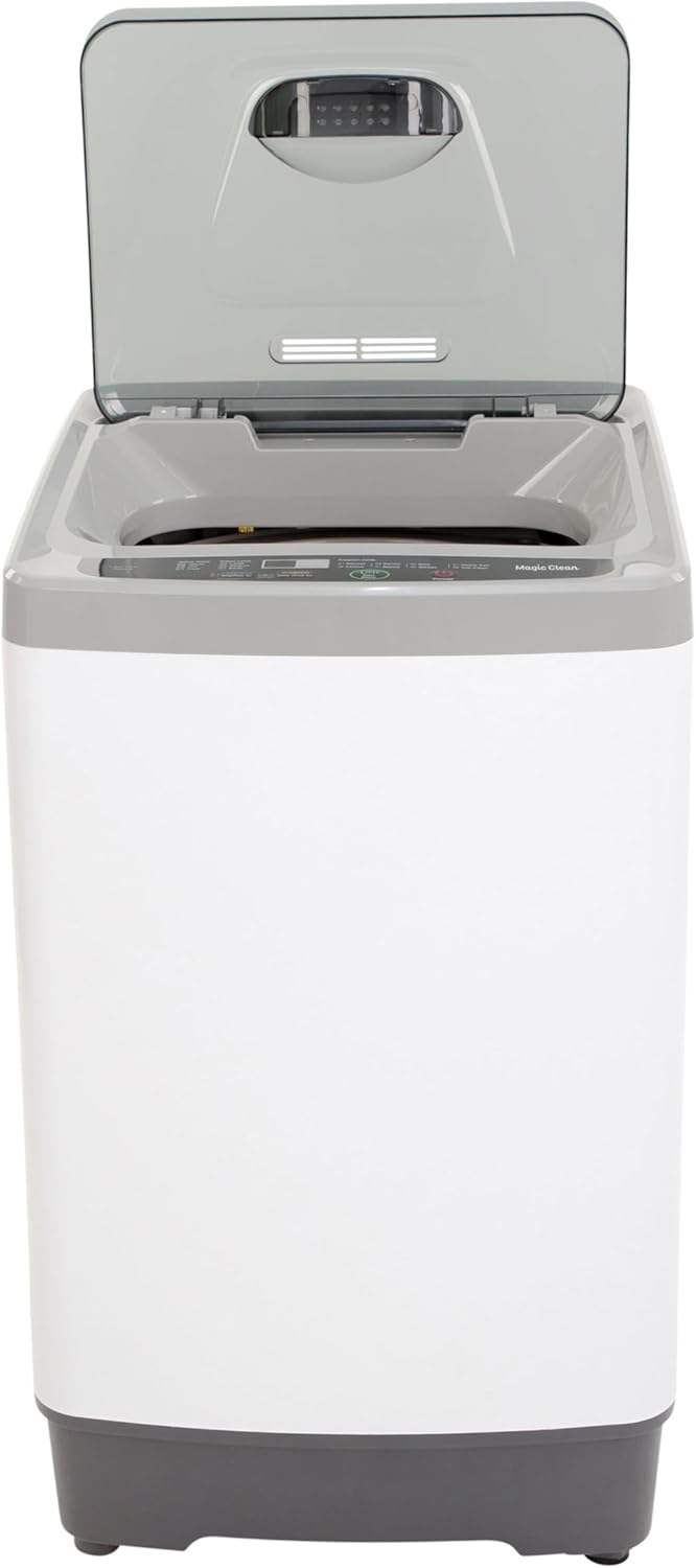 Magic Clean Portable Washing Machine with 8 Automatic Cycles and Standard Sink/Faucet Attachment, Compact for Apartments Dorms and RVs, 1.38 Cu. Ft., White