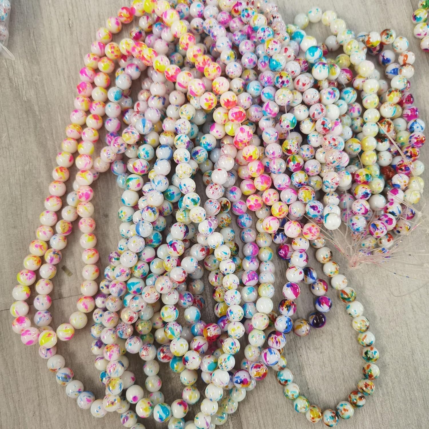10mm 40pcs Mixed Glass Beads - 20 Strand Set for DIY Jewelry Making - Women’s Accessories - (Color: Mixed Color 9 / Size: 10mm)