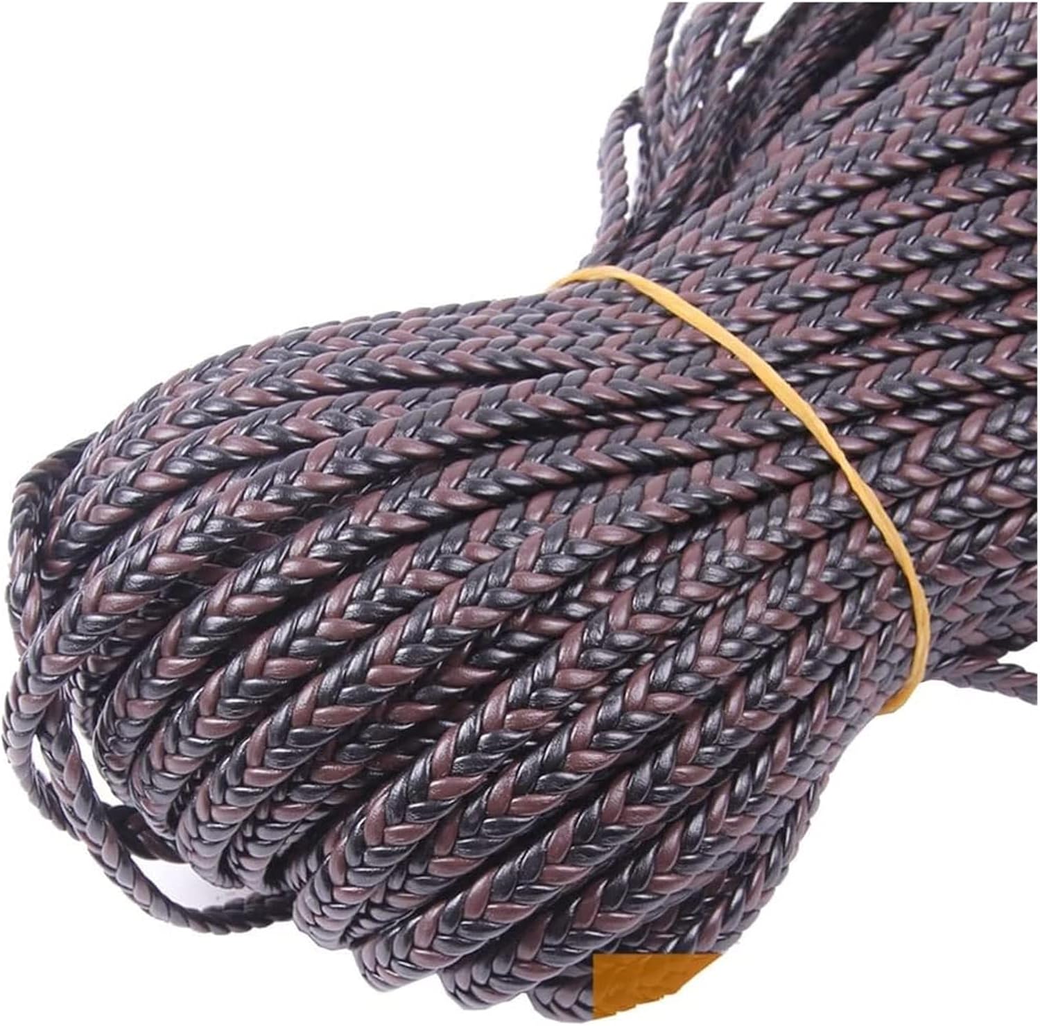 RANARA Fold Braided Leather Cord,8mm Leather Cord String DIY Necklace Bracelet Making Black Brown Braided PU Rope Jewelry Accessories, 1pcs (Color : Brown) (Color : Black Brown, Size : 100m)