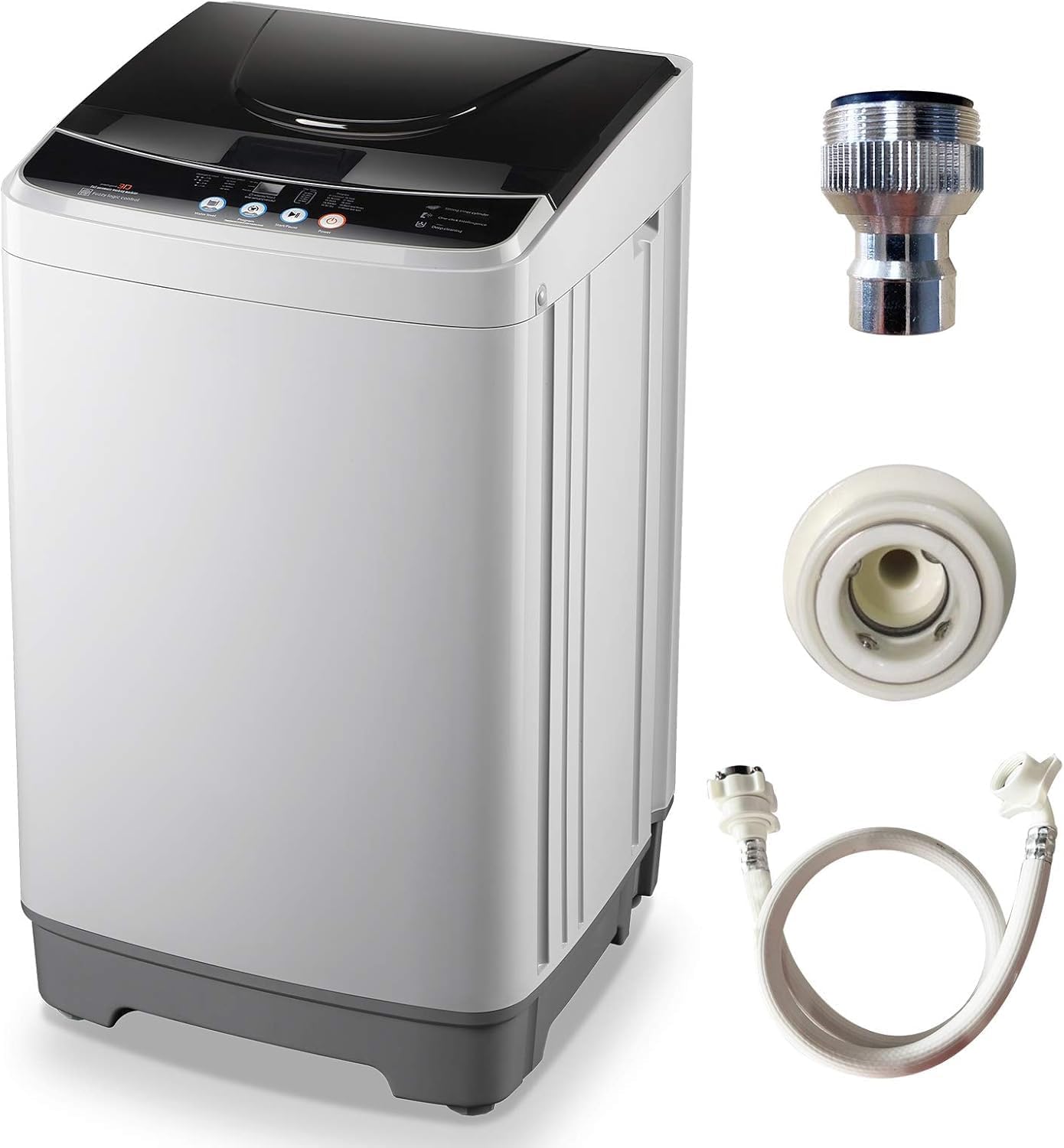 WANAI Full-Automatic Washing Machine 10lbs Portable Compact 2 in 1 Laundry Washer with Drain Pump, 10 Programs 8 Water Level Selections with LED Display, Ideal for Dorm Apartment and Camping