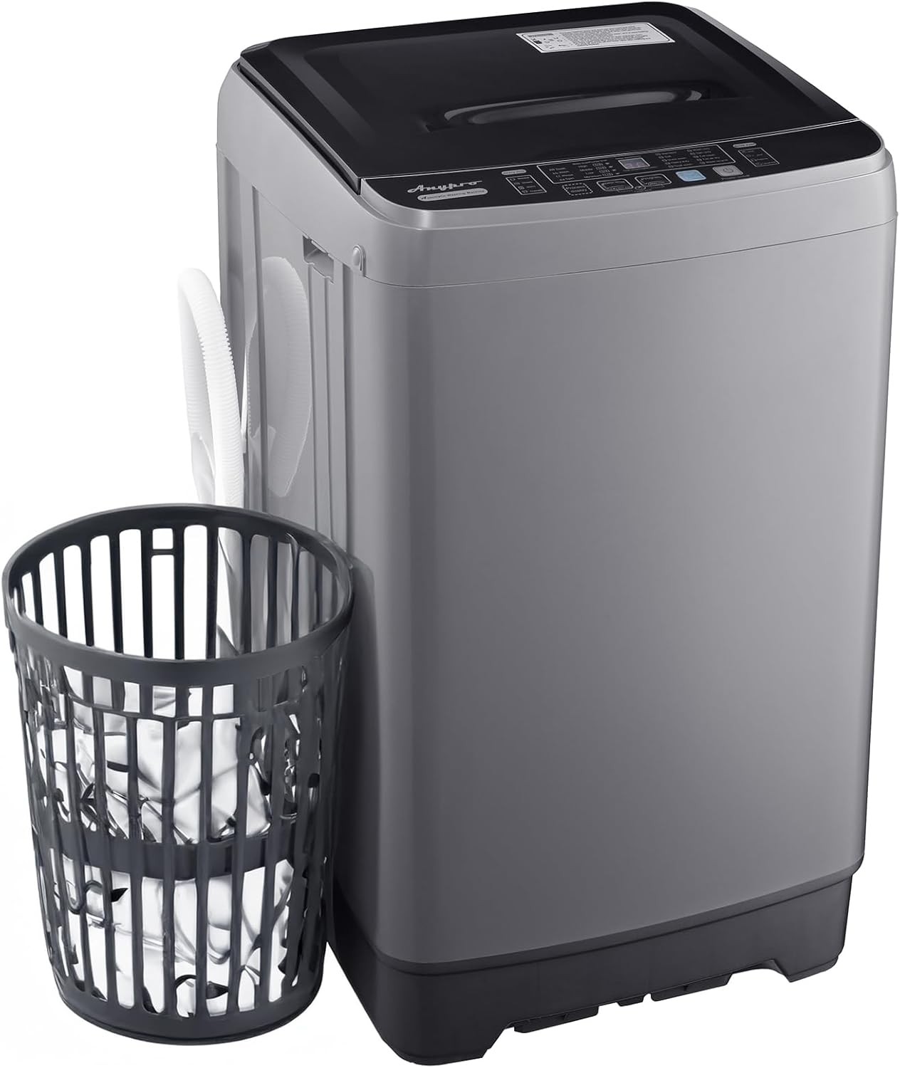 Portable Clothes Washing Machines 17.8LBS Full Automatic Washer and Spinner Combo with 10 Programs and 8 Water Levels, Compact Laundry Wash Machine for Apartment RV Dorm Home, Grey
