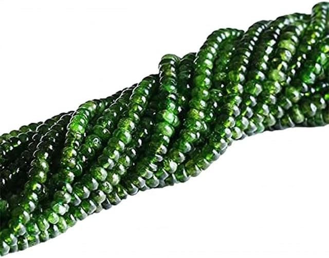 Natural Genuine Dark Green Chrome Diopside Alalite Rondelle Wheel Loose Beads 15.5