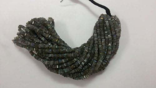 5 Strand Natural Labradorite Square Heishi Beads Gemstone Rondelle Beads - Beads Measurement 4X4X2mm - Each Strand 16 Inch Long