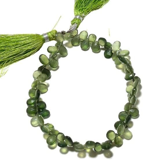 5x7mm Russian Serpentine Faceted Pear Beads, Gemstone Beads, 8 Inch Strand