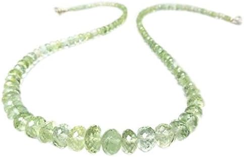 925 sterling Silver Personalized Gift 4-9mm stacking Green Green Beryl Necklace Round, Faceted 17