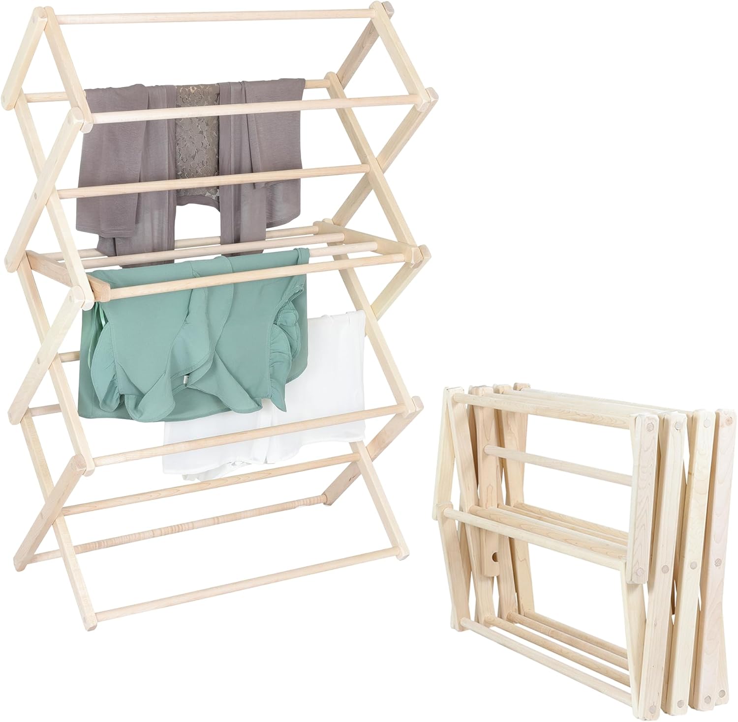 Pennsylvania Woodworks Clothes Drying Rack: Solid Maple Hard Wood Laundry Rack for Sweaters, Blouses, Lingerie & More, Durable Folding Drying Rack, Made in USA, No Assembly Needed, Medium