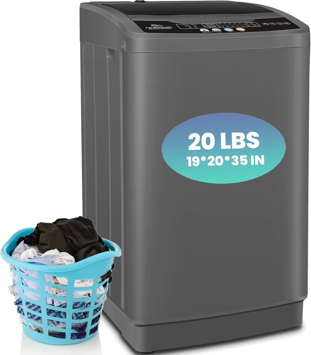 Nictemaw Portable Washing Machine, 20Lbs Capacity Portable Washer Machine, 2.8Cu.ft Washer and Dryer Combo with 10 Programs 8 Water Levels Compact Laundry Machine for Apartment, Dorms, RV