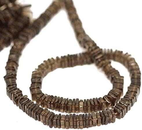 1 Strand smocky Quartz heishi Cube squresmooth 16'' Long Strand Gemstone Beads, Jewelry Supplies for Jewelry Making, Bulk Beads, for Meditation Jewellery for Reiki Healing Mystic Gemstone 6mm